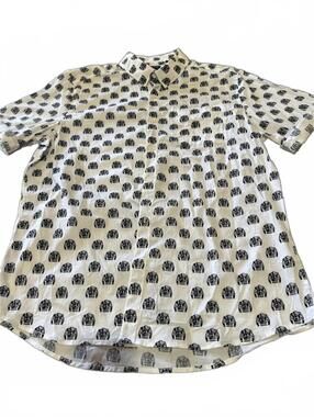 7 Diamonds All-Over Leather Jacket Print Shirt XL